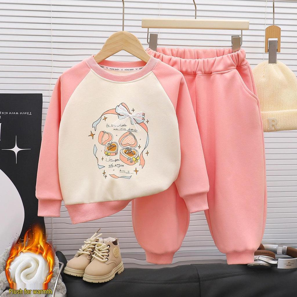 Nová unisex bavlněná souprava mikiny a tepláků pro děti - Teplá, barevný blokový design pro podzim/zimu