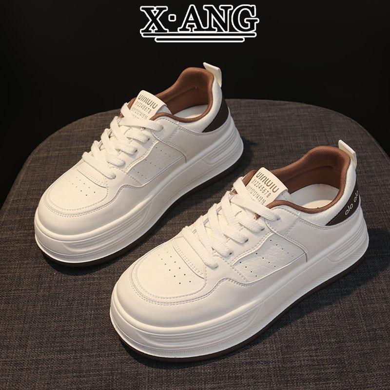 First layer cowhide little white shoes women's shoes thick baseplate shoes women's autumn new student shoes casual sports shoes