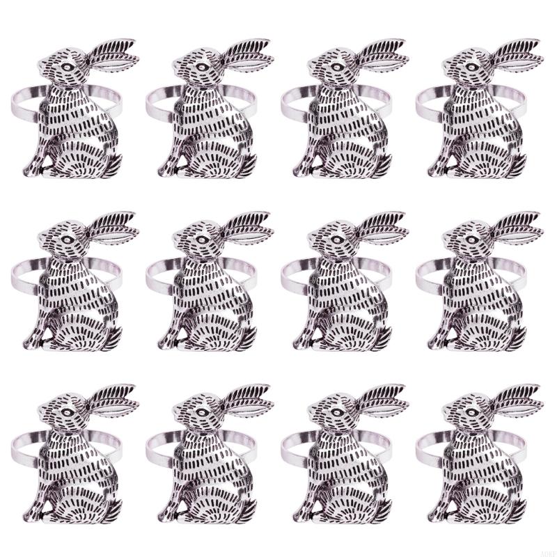 

A0KF 12pcs Gold/Silver Rabbit Napkin Buckles Add Charm To Easter And Holiday Tables
