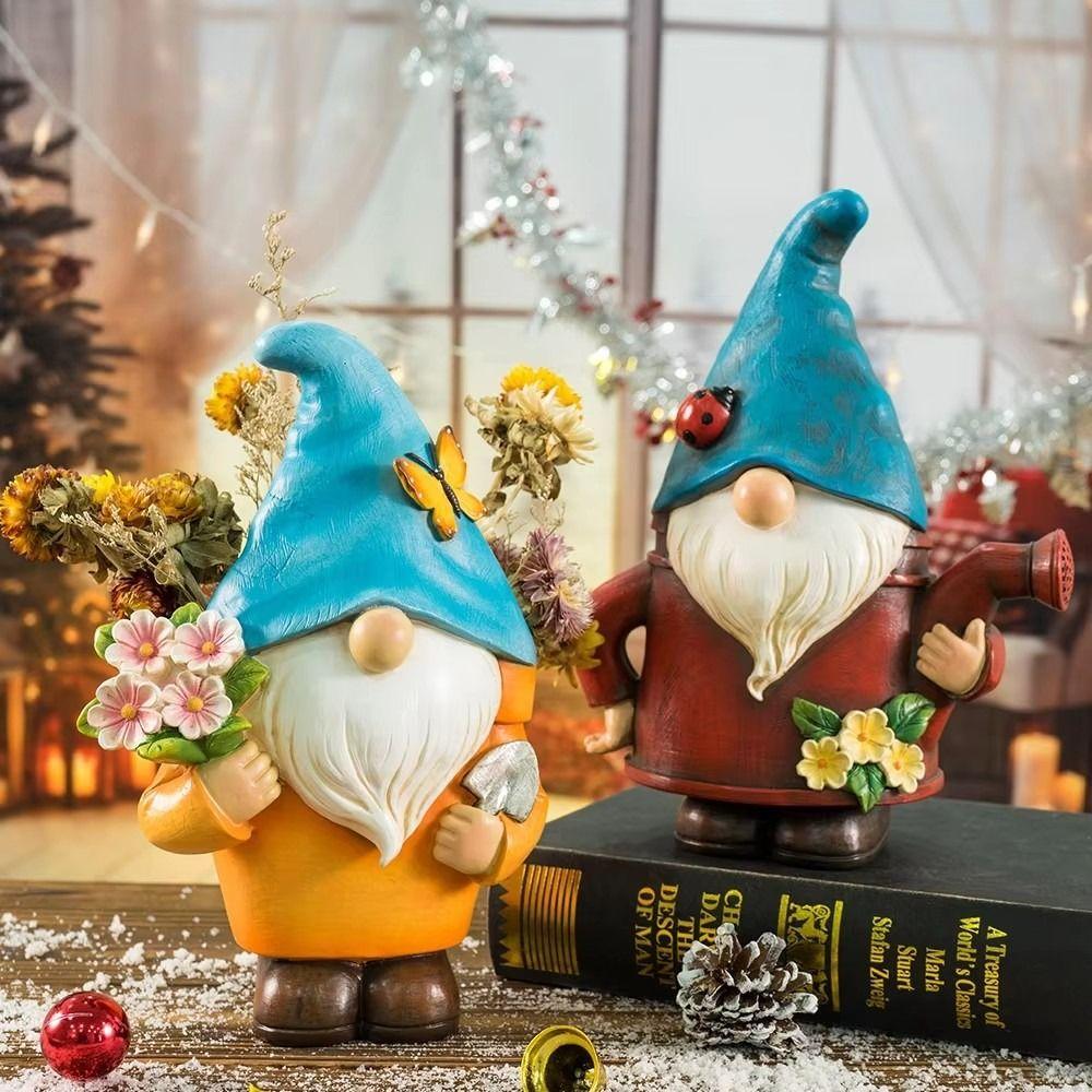 Resin Gnome Dwarf Flower Pot Cute Garden Elf Pot Figurine Hydroponic Flower Holder  Desktop