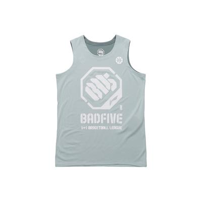Badfive Loose Straight Cut Sleeveless Basketball Jersey Men Tops Lake-Gray-Blue AAYR207-5