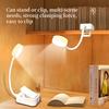 Rechargeable LED Desk Lamp Clip-On Book Light Eye Protection Portable 3 Colors Dimmable For Bedroom Study Reading Lighting