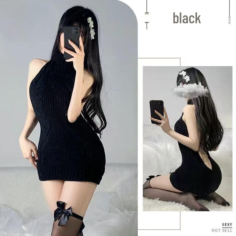 Plus Size Flattering Backless Knitwear - Japanese Style Sexy Knit