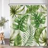 Modern Simple Tropical Leaves Shower Curtain Monstera Palm Leaf Greening Bathroom Decorative Polyster Shower Curtain With Hook