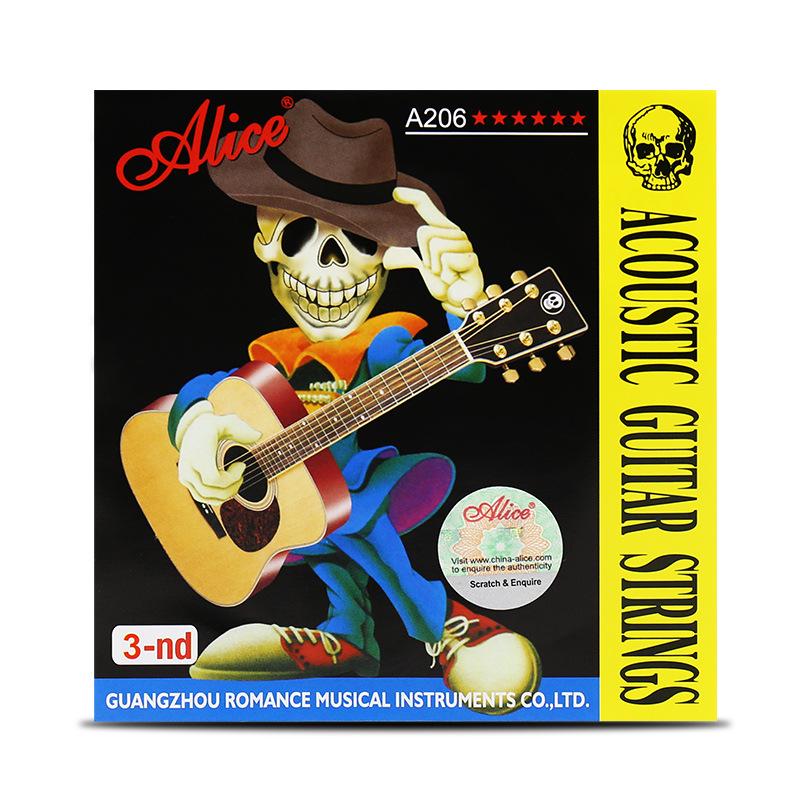 Alice A206 Acoustic Folk Guitar String Set: 1st, 2nd, 3rd/4th/5th/6th Strings.