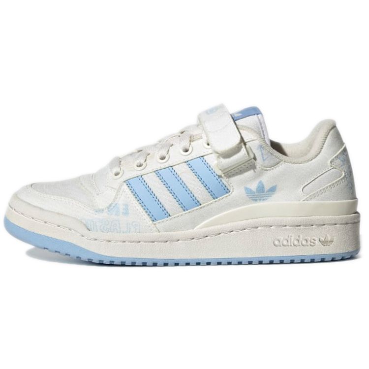 Adidas Originals Forum Low Synthetic Leather Velcro Durable Fit Low Top Skate Shoes Women Sneaker White Blue GY7985