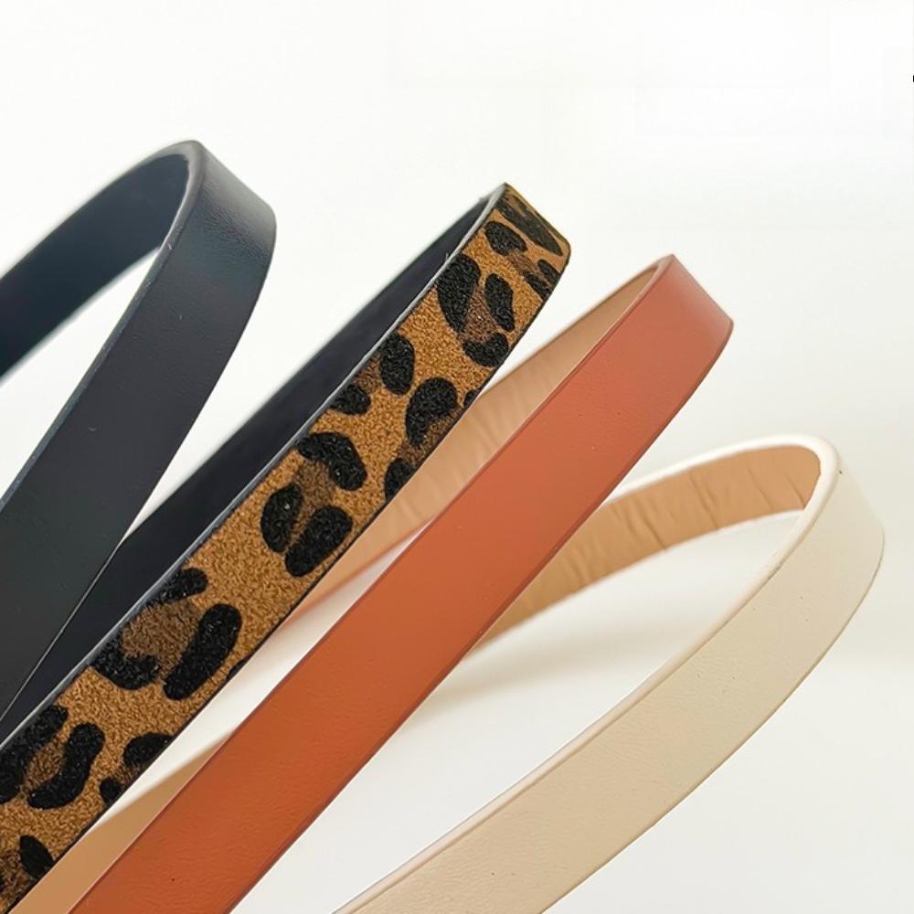 Women's Boho Leopard Print Thin PU Belt Elegant Slim Fit Waist Accessory for Dress Matching Perfect for Daily Ladies Outfit Wear