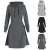 Kadın Kapüşonlu Günlük Moda Hoodie Elbise Uzun Kollu Düz Renk Elbise