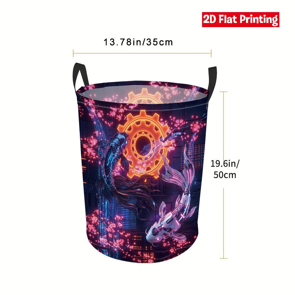 Collapsible Laundry Basket Large Round Waterproof Fabric Hamper Dirty Clothes Storage Bin Toy Organizer with Handles