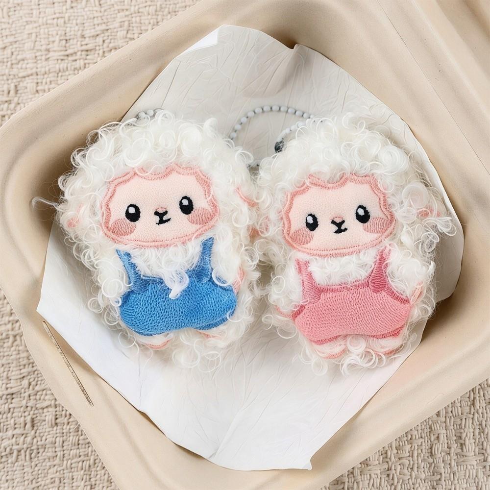 INS Stuffed Lamb Pendant Portable Cartoon Sheep Doll Fluffy Animal Keyring Car Decoration