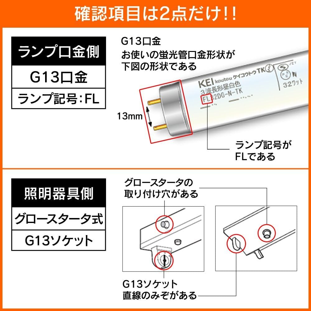 Iris Ohyama LDG20T-N 710V2 LED Fluorescent Lamp, 20W, No Installation Required, Daylight White, for Glow Starter Fixtures [Used]