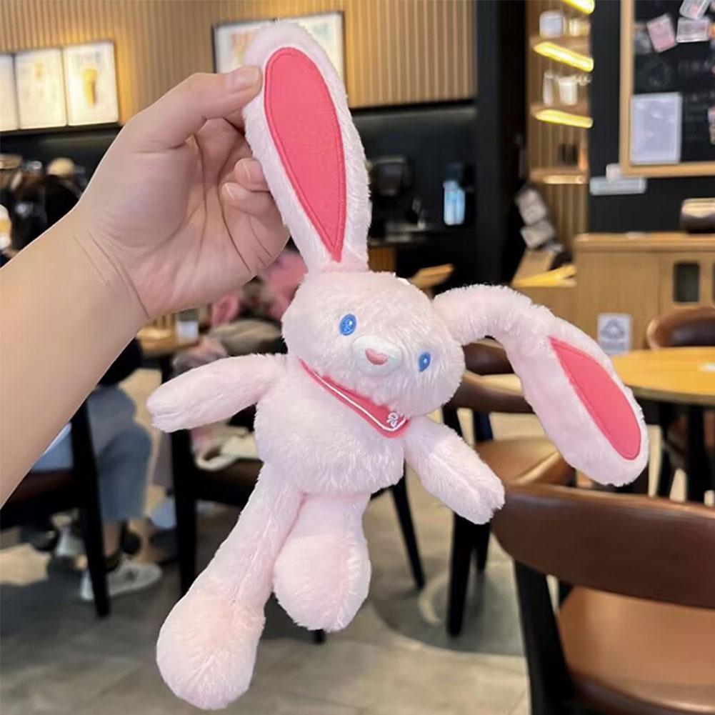 Cute Pull Ear Rabbit Plush Soft Stuffed Bunny Doll Bag Pendant Stress Relief Creative Gift for Kids 20cm