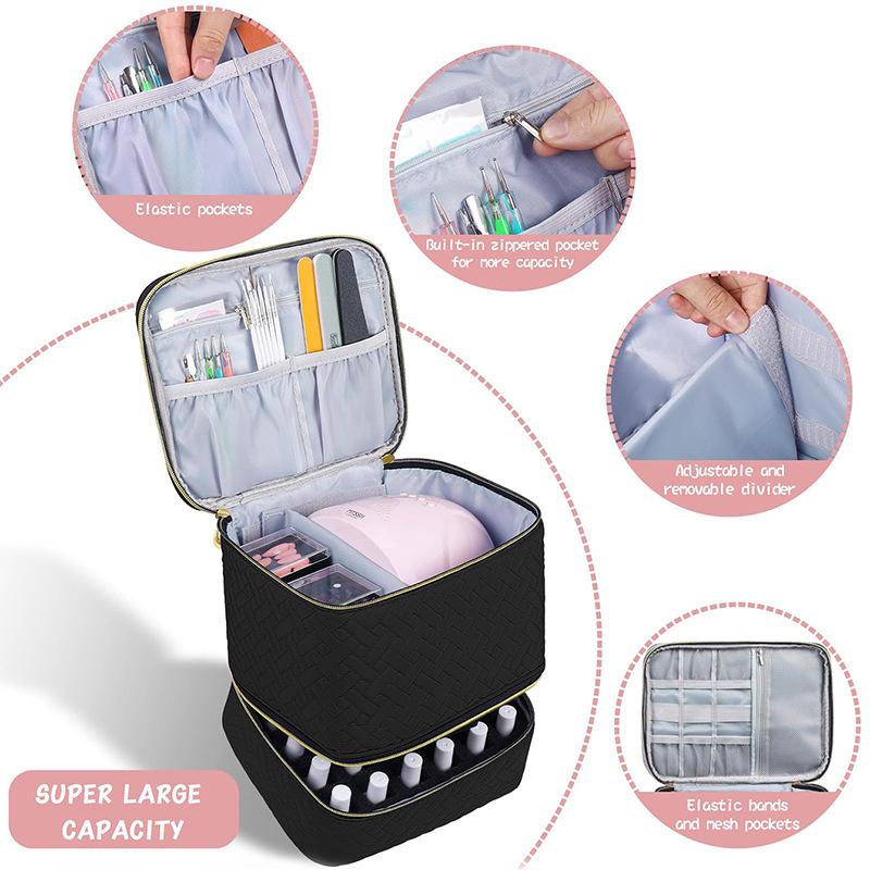 Large-capacity High-end Makeup Bag, Portable Double-layer Nail Polish Storage Bag, Handbag Storage Bag