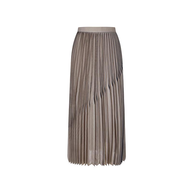 LESS 2025 Summer Pleated A-Line Midi Skirt