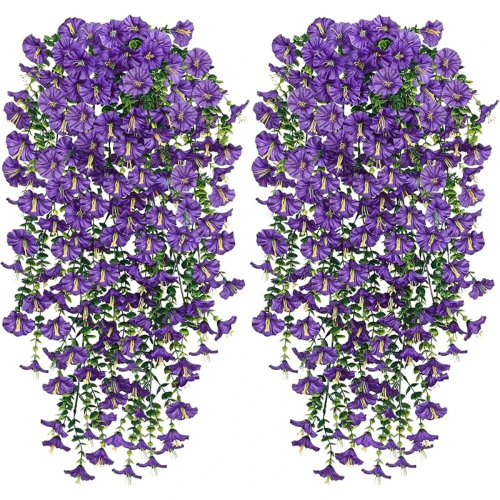75cm White Crochet Artificial Flower Morning Glory Wall Hanging Faux Violet Plants Hanging Flower Vine Home Garden Wedding Decor