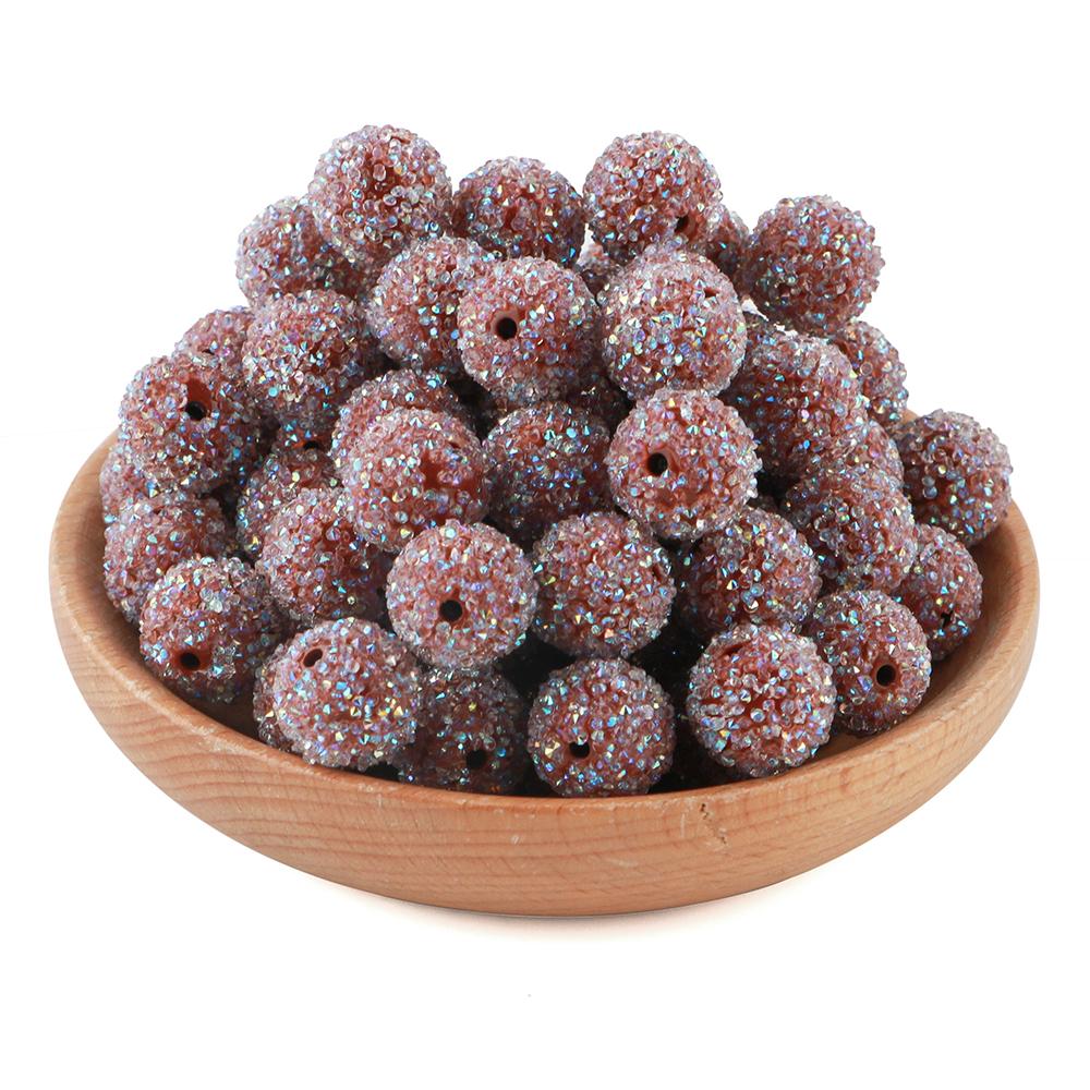 15Pcs 16MM Resin  Round Acrylic Beads Sugar Sand Pasting Process Fashion For Jewelry Making DIY Handmade Bracelets Accessories