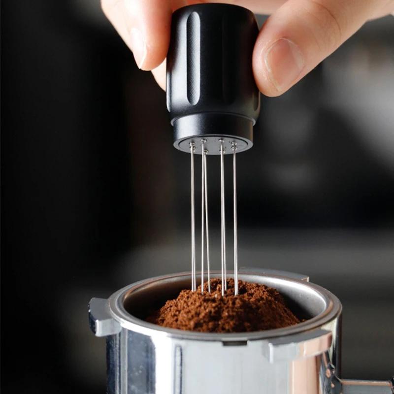 Espresso Powder Stirrer Distributor Leveler Stainless Steel Coffee Tamper Needles Magnetic Absorption Stand Barista Stirring