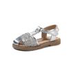 Girls' closed-toe sandals, children's soft sole beach shoes, summer new style fashionable woven girls' princess kids' shoes for babies