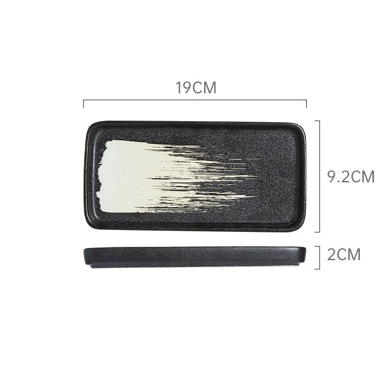 Japanese Retro Sushi Plate Rectangular Japanese Material Plate Dessert Plate Shooting Display Plate Ceramic Plate Creative Dish Plate
