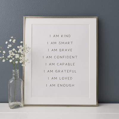 I Am Kind Smart Loved Inspirational Quote Art Print and Poster Nursery Wall Art Affirmations for Kids Canvas Painting Home Decor