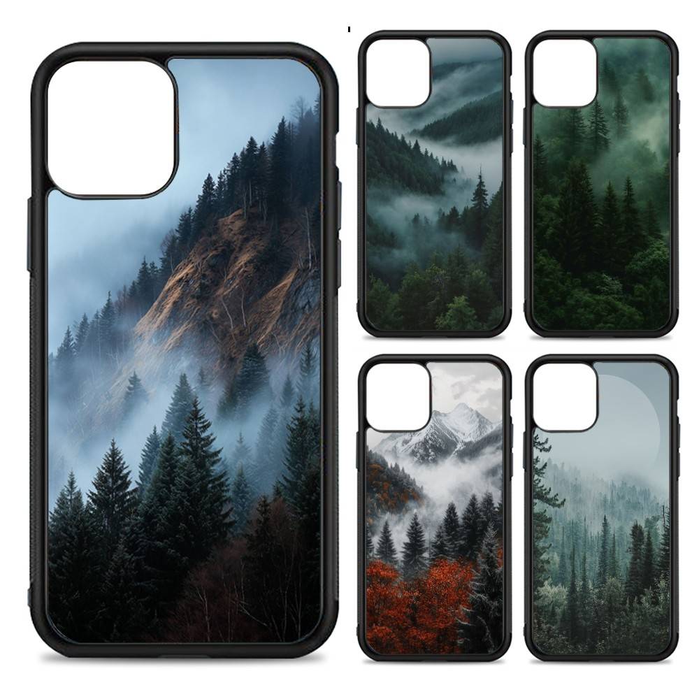 Mountain Forest Phone Case Wireless Charging PC+TPU For IPhone 11 12 13 14 15 16 17 Pro Max Plus Case