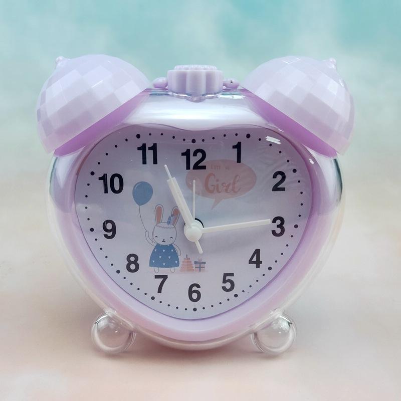Alarm Clock Student Alarm Clock Cute Girl Heart Children Cartoon Junior Middle School Students with Night Light Bedside Clock