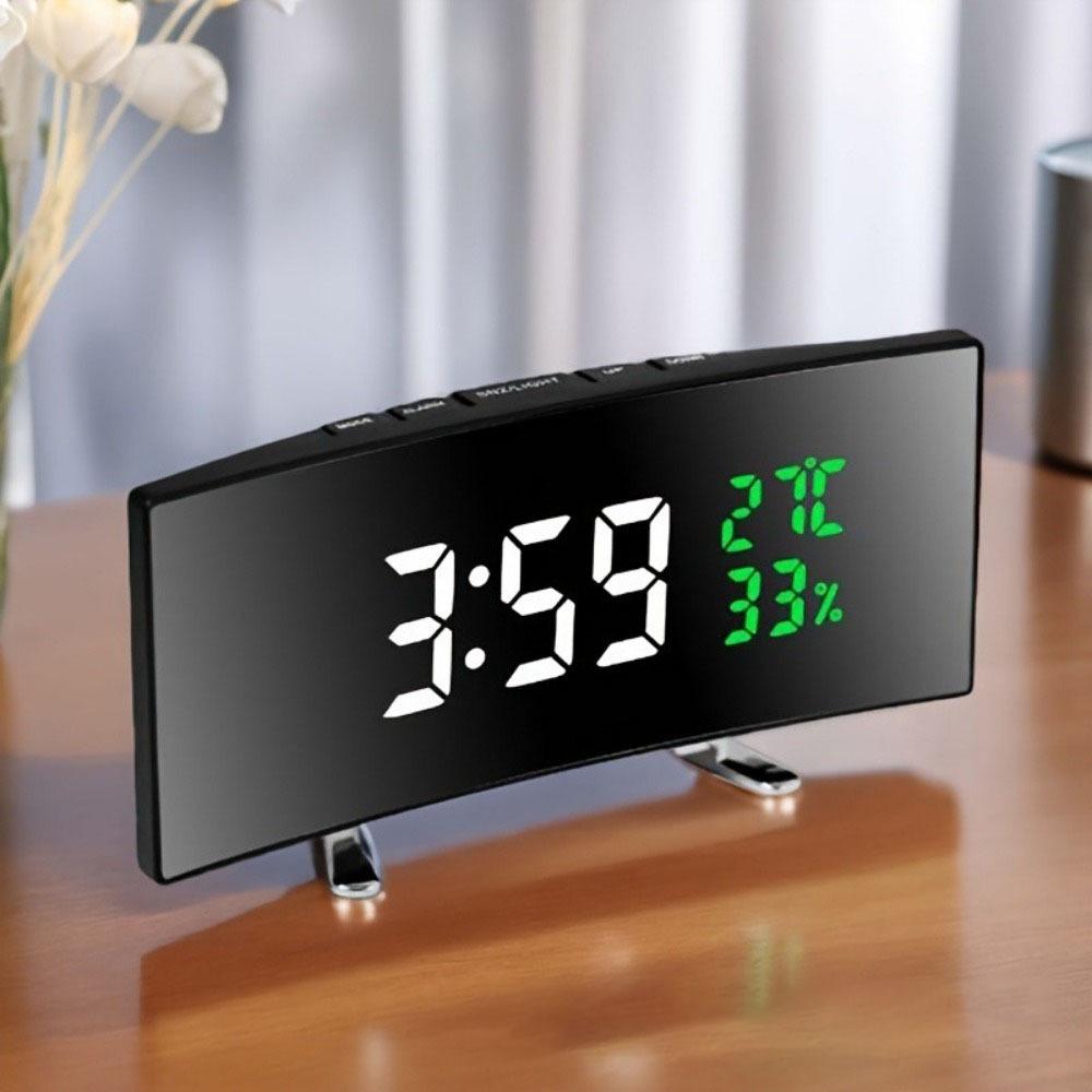 

Large Digital Alarm Clock Curved Screen LED Digital Clock Multi-function Desk Clock Indoor Display Style3