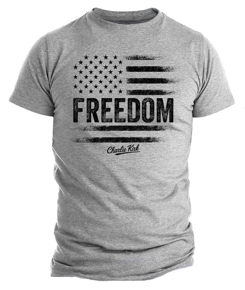 New Apparrel Charlie Kirk Freedom T-Shirt USA American Flag Patriotic Graphic Unisex T-Shirt Graphic Tee XL
