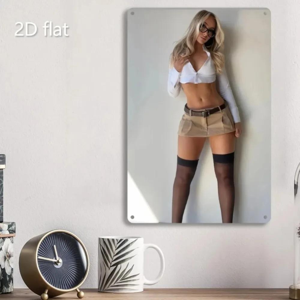 Blonde Lady Metal Wall Art - 7.87x11.8in Elegant 2D Iron Plaque, Pre-Drilled Weatherproof for Indoor Outdoor Home Garden Decor