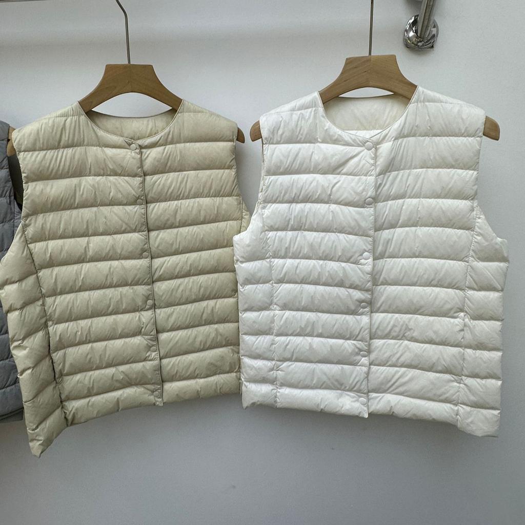 White duck down Pinghu light down jacket, vest liner, round neck V-neck variable thermal vest, vest, free storage bag.