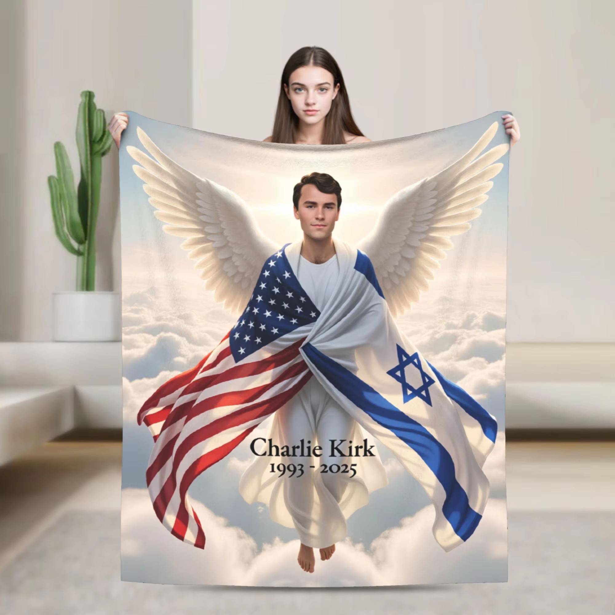 Annier Unisex Charlie Kirk Angel Advocate Funny Flannel Blanket All Season Use Soft Comfortable Warm Fun Plush Throw