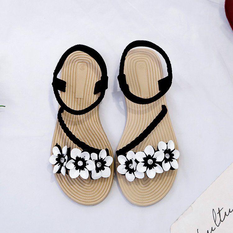 Women Summer Plus Size Female Bohemian Style Sandals Flat Sandals Flowers Sandals Flip Flops