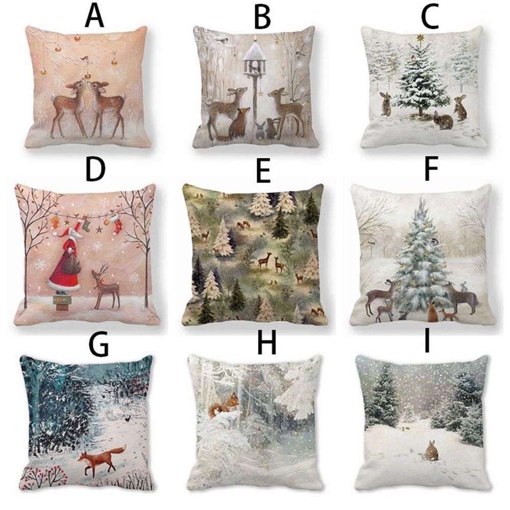 Peach Skin For Sofa Santa Claus Christmas Decor Tree Gift Pillow Pillowcase Cushion Cover Ornament