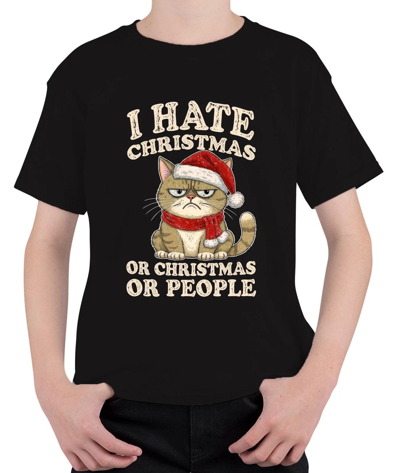 I HATE CHRISTMAS OR CHRISTMAS OR PEOPLE lustige katze sarkastisch Unisex Kinder L