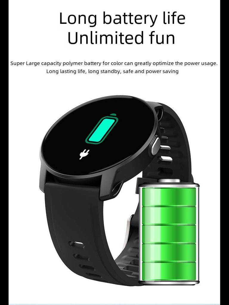 Deep Waterproof Smartwatch: Heart Rate, Pedometer, Blood Pressure, Blood Oxygen, Sports Monitoring, Bluetooth, Temp Measurement - W9.