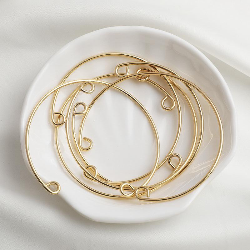 14K Gold Filled Wave Bangle: Color-Retentive Open C-Shape with Braided Rope for DIY Jewelry Making