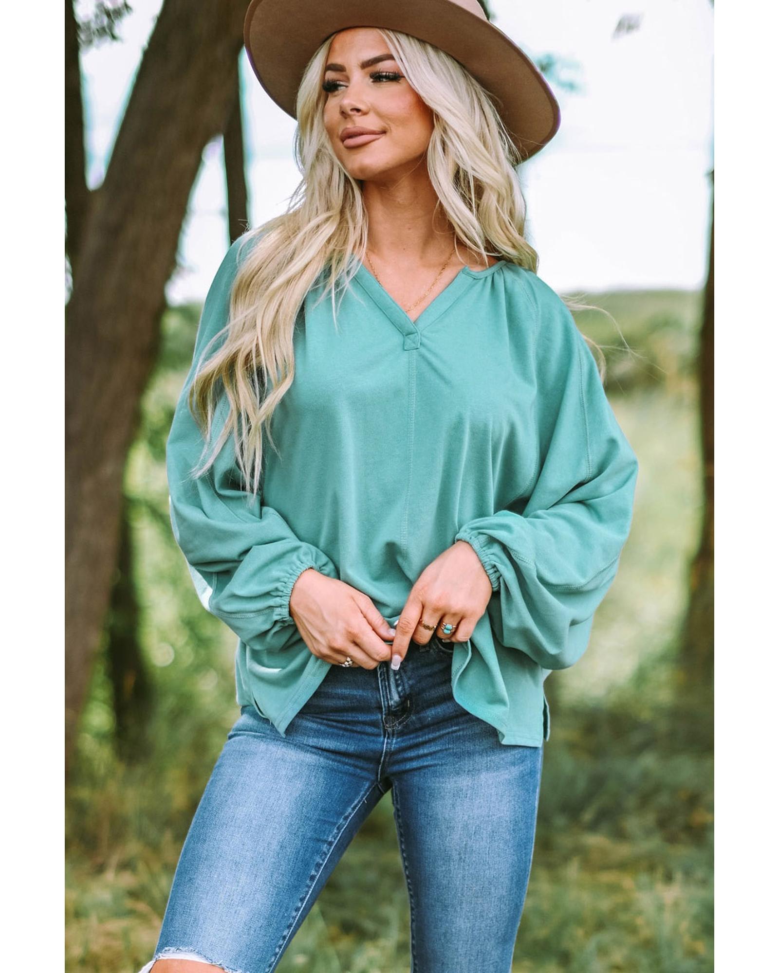 

Azura Exchange Dolman Style V Neck Top M зелёный