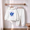 Boys And Girls Sweatshirt And Pants Set Letters Palm Flower Pattern Children's Fashion Tracksuit Autumn Casual Outfit For Kids