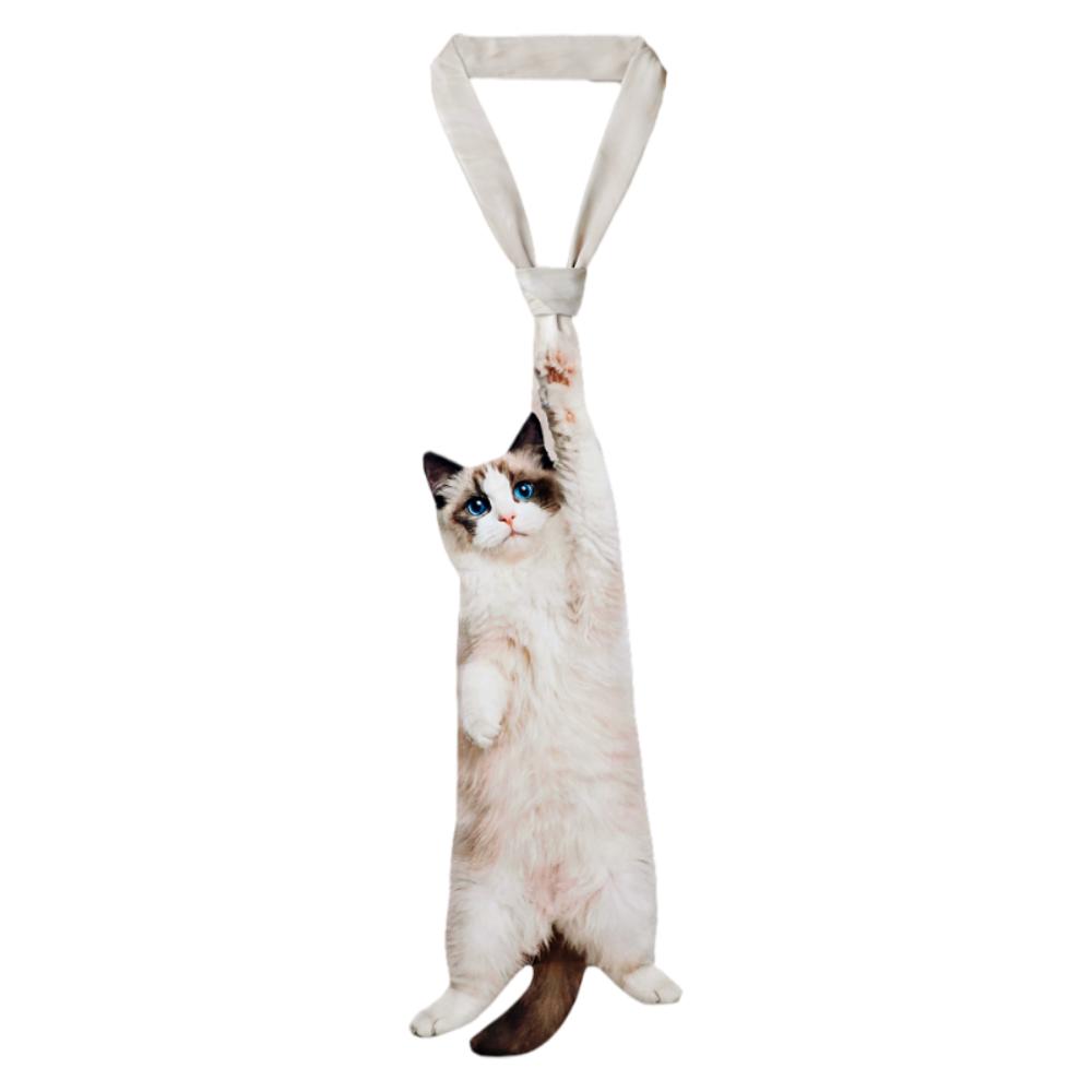3D Cat Cat-shaped Unisex's Tie Animal Pattern Novelty Kitten Necktie Lifelike Satin Fabric Creative Neck Tie For Party Wedding