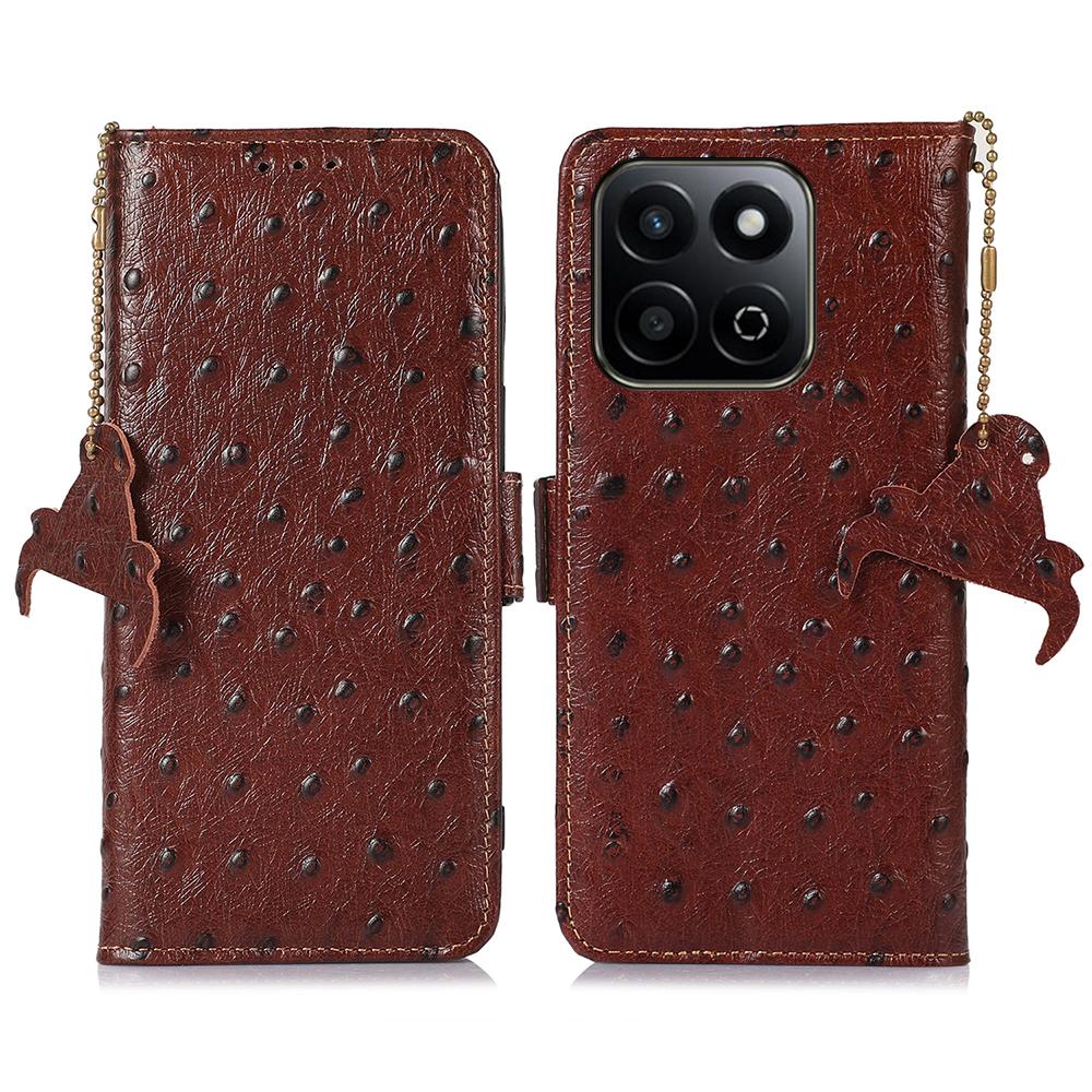 

For Honor X7c 5G/X7c 4G/200 Smart 5G/Play 60 Plus 5G Case RFID Blocking Genuine Cow Leather Phone Case Ostrich Texture C