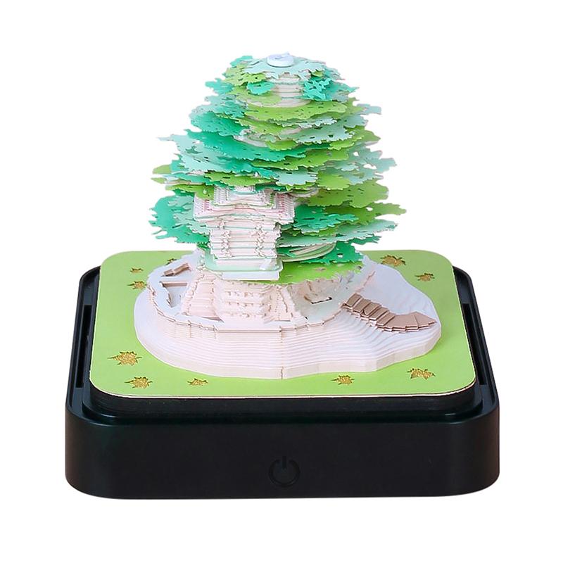 Time Piece Calendar 2026 Desk Calendar With Led Light 3D Tear-Away Calendar Paper Carving Art Memo Pad Notepad Gift Christmas