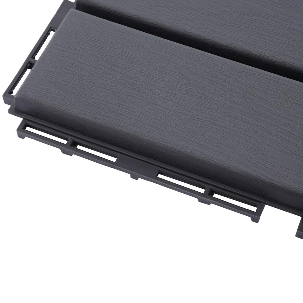 30 Pcs Dark Gray Interlocking Deck Tiles, 12"x12" PP Flooring for Balcony Garden Poolside, DIY Tool-Free Installation