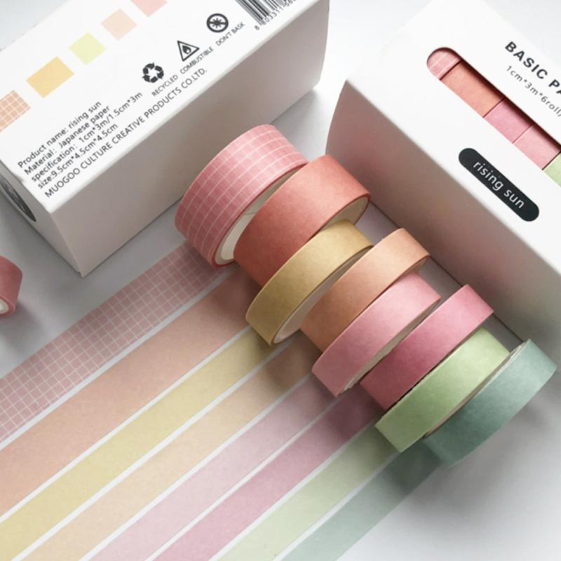 8Pcs Basic Decoration Tape Diy Scrapbooking Stick Journal Planners Stickers Masking Tape School