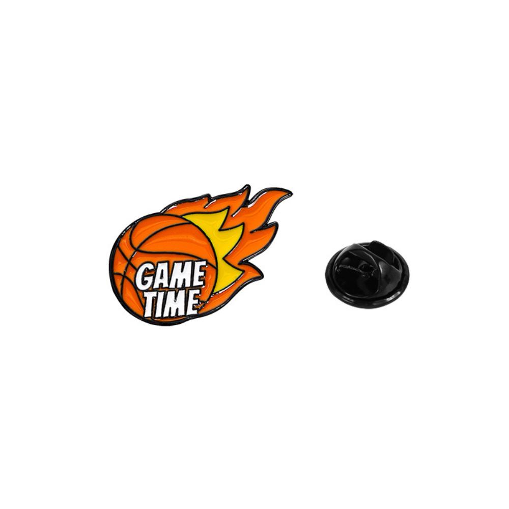 1pc Creative Basketball Enamel Brooch Flame Game Time MVP Crown Basketball Sport Metal Badge Punk Clothing Lapel Pins Jewelry