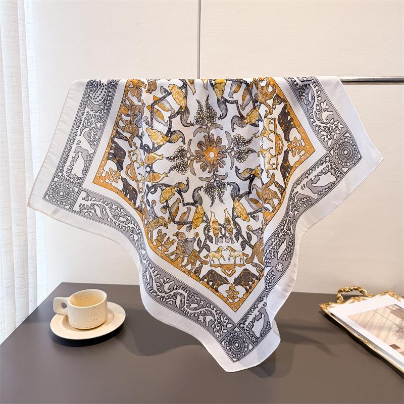 Polka Dot Style Herringbone Pattern Cotton And Linen Small Square Scarf Silk Scarf Imitation Velvet Headscarf Shawl Sun Protection Scarf Women'S Scarf