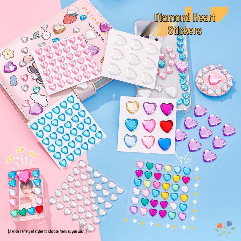 DIY Diamond Heart Stickers for Kids - 3D Crystal Journal Decoration Kit