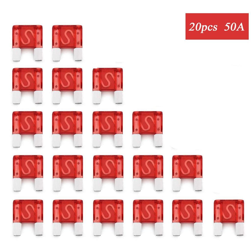 20 Pcs Car Maxi Flat Fuse Big Size 50A, Auto Fuse Replacement Generator/ Tank Fan/Starter