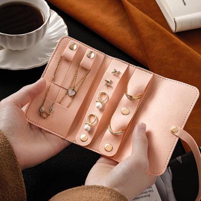 Jewelry Box Multi Compartments Brushed Surface Compact Portable Travel Jewelry Organizer Lightweight Accessories Case
