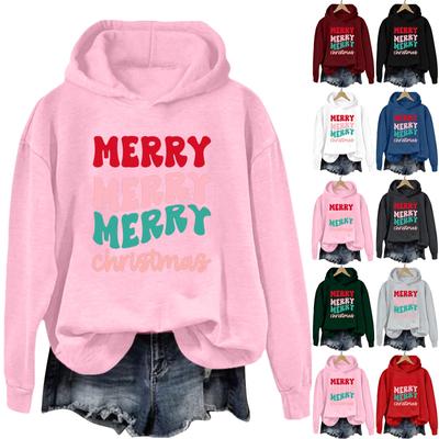 Women's Sweatshirt Sports Christmas Print Pullover Sweatshirt Hoodie Long Sleeve Top Casual Sweatshirt