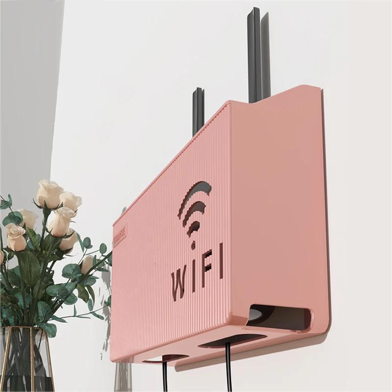 1 stk. vegghengt trådløs Wi-Fi-ruter hylle oppbevaringsboks ABS-plast organiseringboks kabel strømbrakett organiseringboks hjemmedekor